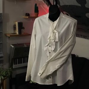 White Ruffle Breast Blouse